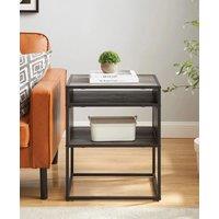 EONLION 51cm Industrial Modern Square Open Shelf Storage Sofa Side End Night Stand Table in Brown