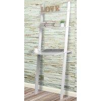 EONLION White Or Grey Ladder Desk 2 Shelf Wooden Bedroom Computer Table Work Office Unit