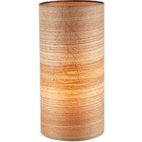 Happy Homewares Bamboo Wood Effect Table Lamp with Black Woodland Trees Inner Lining in Brown