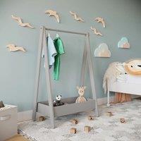 EONLION Grey Wooden Hanging Dress Up Clothes Rail Rack Display Stand Extra Storage Shelf