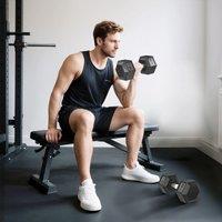 HOMCOM 2x17.5KG Rubber Hex Dumbbell Portable Hand Weights Home Gym in Black