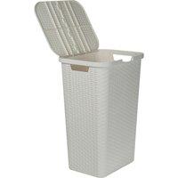 EONLION White 60L Plastic Rattan Style Laundry Clothes Storage Washing Bin Basket White