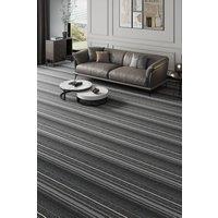 Living and Home 20Pack 50x50cm White Line Pattern Carpet Tiles with Asphalt Backing in Dark Grey | Size: 50x50 cm