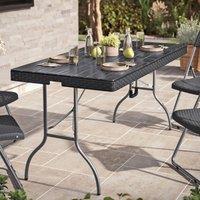 EONLION 5ft Black Rattan Design Folding Table Portable Carry Handle Garden Patio