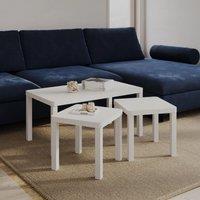 EONLION Set of 3 White Wooden Nesting Stacking Coffee Side Centre Tables Living Room