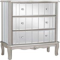 Melody Maison Silver Mirrored Chest Of Drawers & Pair Of 3 Drawer Bedside Tables - Tiffany Range