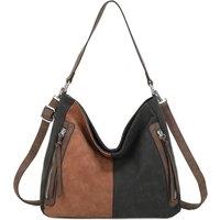 Fontanella Fashion Women's Solstice Suede PU Leather Multi-Color Shoulder Bag in Black