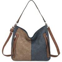 Fontanella Fashion Women's Solstice Suede PU Leather Multi-Color Shoulder Bag in Navy