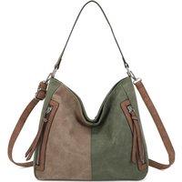 Fontanella Fashion Women's Solstice Suede PU Leather Multi-Color Shoulder Bag in Olive