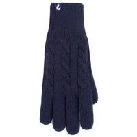 SOCKSHOP Heat Holders Women's 1 Pair Willow Cable Gloves in Navy | Size: S/M