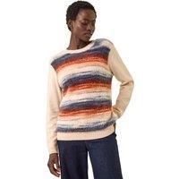 Roman Women's Fluffy Stripe Knit Jumper in Ivory | Size: 16