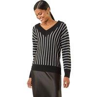 Roman Women's Metallic Stripe Knit Jumper in Black | Size: 12
