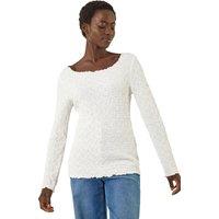 Roman Women's Textured Bubble Crepe Lettuce Edge Top in Ivory | Size: 18