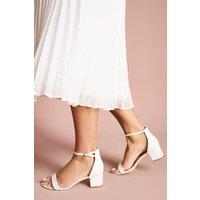 Coast Women's Bridal Wide Fit Thelma Faux Leather Medium Block Heeled Sandals in White | Size: 4