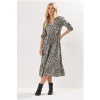 PixieGirl Women's Petite Animal Print Midaxi Dress in Grey | Size: 10