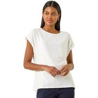 Roman Women's Textured Short Sleeve Stretch Tee in Ivory | Size: 12