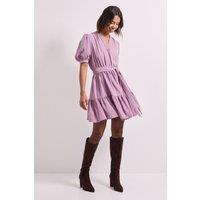 Dorothy Perkins Women's Overhead Belted Puff Sleeve Mini Dress in Dusty Rose | Size: 10
