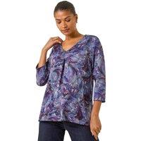 Roman Women's Printed Jersey Snit Top in Purple | Size: 12