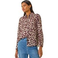 Roman Women's Abstract Spot Print Shirt in Stone | Size: 18