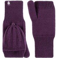 SOCKSHOP Heat Holders Women's 1 Pair Ash Cable Knit Converter Mittens in Purple