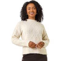 Roman Women's Petite Cable Knit Jumper in Beige | Size: 16