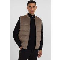 Steel & Jelly Men's Gidea - Suede Look Puffer Gilet in Brown | Size: XL