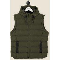 Larsson & Co Men's Sigvard - Hooded Puffer Gilet in Khaki | Size: Small