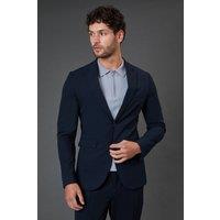 Burton Men's Navy Stretch Skinny Fit Suit Jacket | Size: 46R