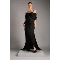 Coast Women's Bardot Satin Dress With Bow Back Detail in Black | Size: 8