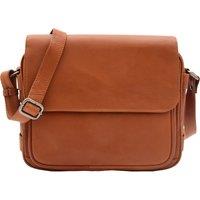 House of Leather Women's Womens Real Leather Cross Body Bag Flap Over Organiser Style HOL325 Navy in Tan | Size: Large
