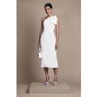 Coast Women's Bow One Shoulder Midi Wedding Dress in Ivory | Size: 18