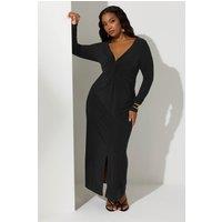 Yours Women's Knot Front Maxi Dress in Black | Size: 20