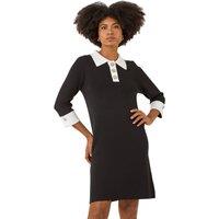 Roman Women's Knitted Sparkle Button Dress in Black | Size: 16