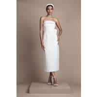 Coast Women's Pearl Trim Bandeau Column Wedding Dress With Bow in Ivory | Size: 14