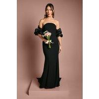 Coast Women's Puff Sleeve Bardot Fishtail Maxi Dress in Black | Size: 14