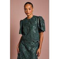 Coast Women's Petite PU Short Sleeve Top in Emerald | Size: 6