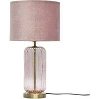 First Choice Lighting Walpole - Blush Glass & Antique Brass Table Lamp with Pink Shade in Bronze