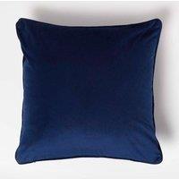 Homescapes Filled Velvet Cushion with Piped Edge 46 x 46 cm in Navy