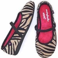 Moshulu 'Mini Leona' Animal Print Ballet Slippers in White | Size: Infant 13