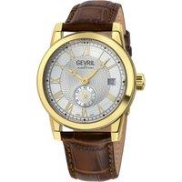 Gevril Men's Madison, Swiss Automatic Watch, Silver Dial, Genuine Leather, & Sapphire Crystal in White