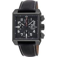 Herald Square Chronograph IP/BLK Case, Black Dial, Black Handmade Italian Leather Strap Watch
