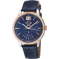 GV2 Men's Rovescio IPRG Bezel Ring, Blue Dial with embossed texture, Genuine Italian Handmade Blue Leather Watch