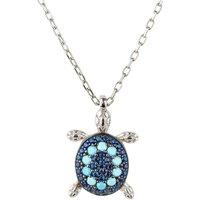 Latelita Women's Turtle Turquoise Blue Pendant Necklace Silver