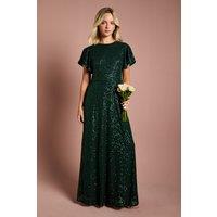 Coast Women's Teen Sequin Angel Sleeve Bridesmaid Dress in Emerald | Size: 14-15 Years