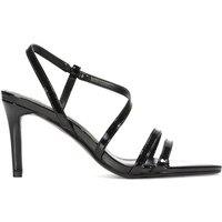 XY London Women's 'Theodora' Strappy Pointed Toe Stiletto Heel Sandal Shoes in True Black | Size: 8
