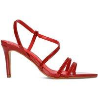 XY London Women's 'Theodora' Strappy Pointed Toe Stiletto Heel Sandal Shoes in Red | Size: 8