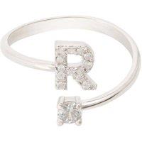 Latelita Women's Initial Ring Silver R in White