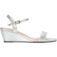 XY London Women's 'Alissa' Low Wedge Heel Sandals With Ankle Strap in Silver | Size: 3