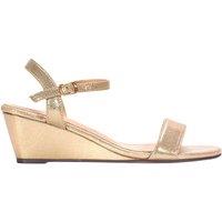 XY London Women's 'Alissa' Low Wedge Heel Sandals With Ankle Strap in Gold | Size: 4