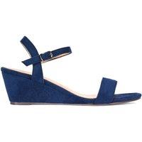 XY London Women's 'Alissa' Low Wedge Heel Sandals With Ankle Strap in Navy | Size: 6